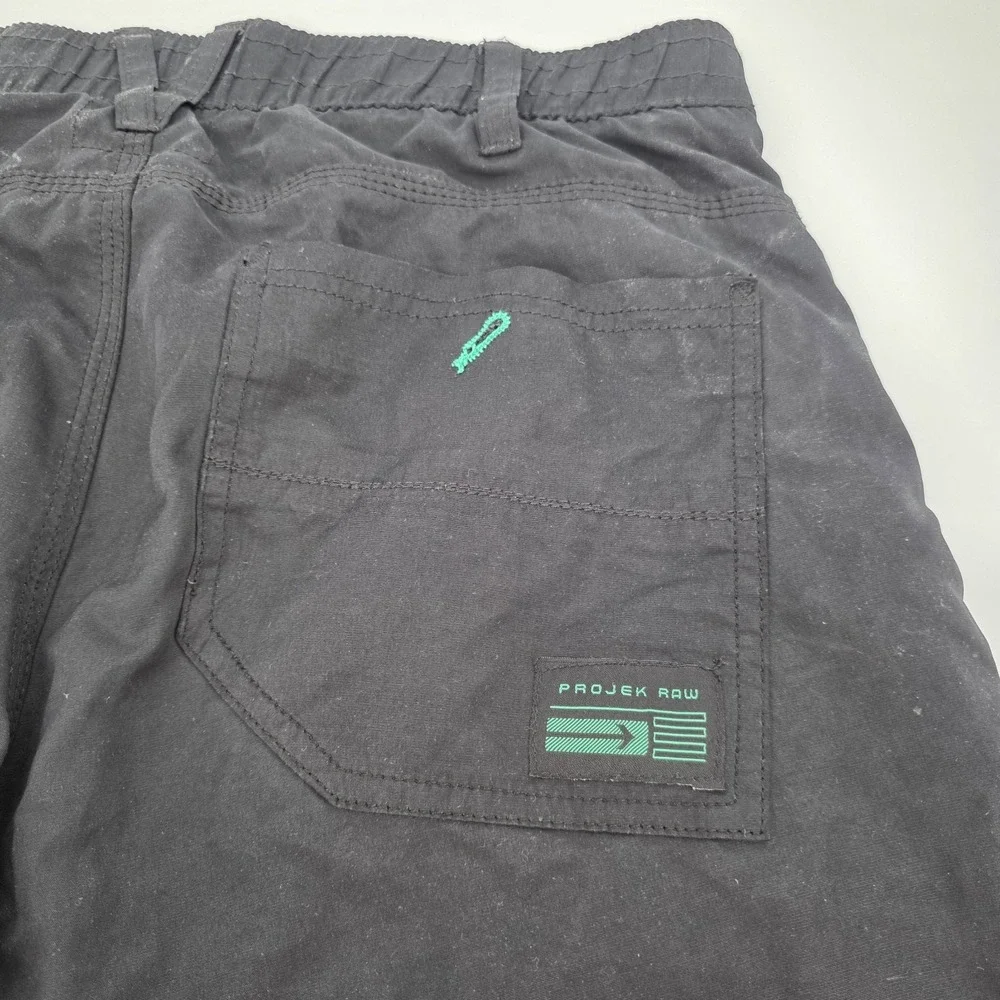 Projek Raw Cargo Shorts Men 32 Black Pockets Zippers Y2K Style Military Outdoors